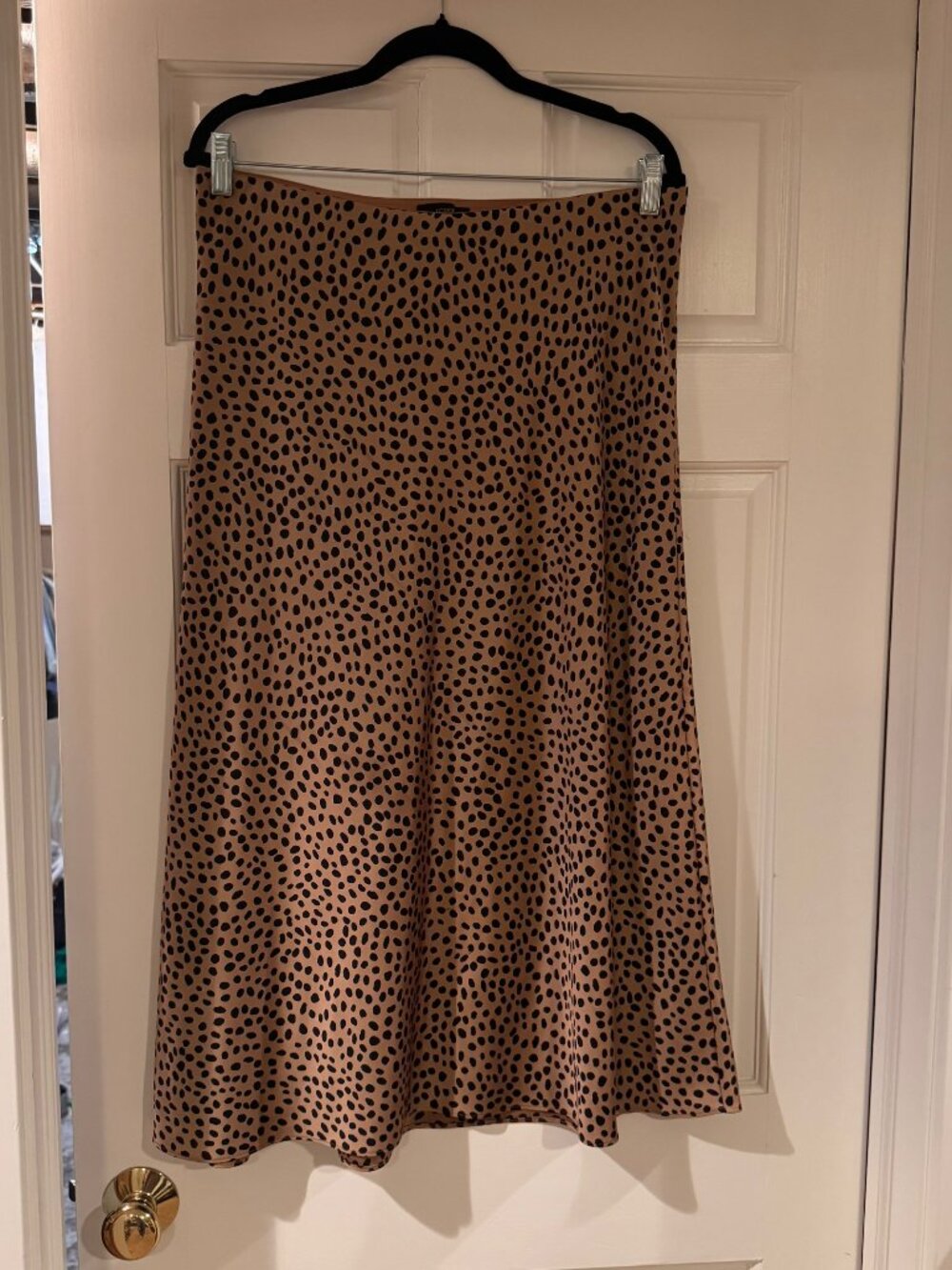J. Crew Leapord Animal Print Skirt Beige Tan Black Size L Large